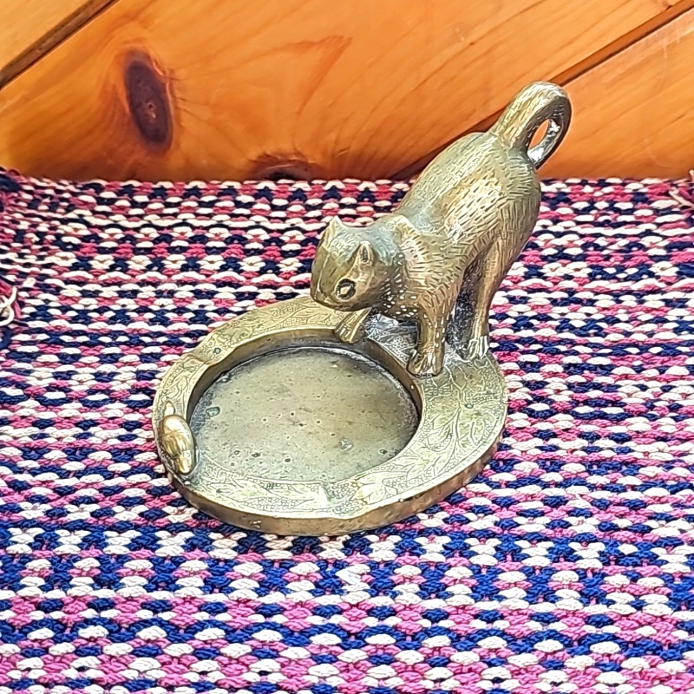 1930's Brass Cat Ashtray